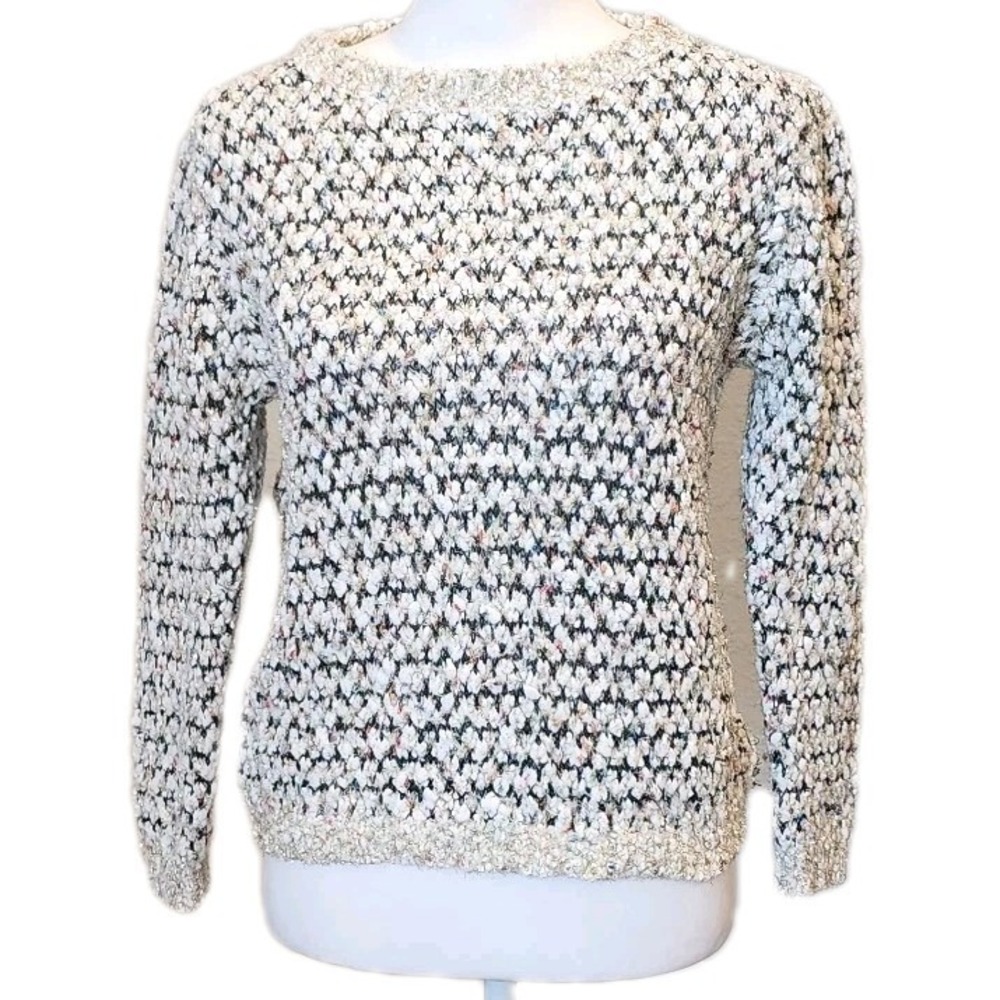 Lauren Michelle Eyelash Sweater Womens PM Petite Medium Cream‎ Metallic Sparkle